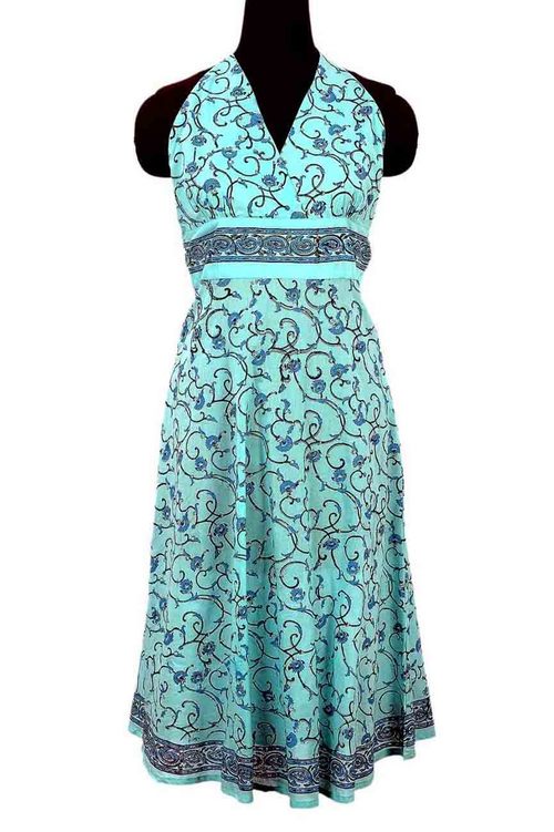Floral Print Hand Block Printed Dress