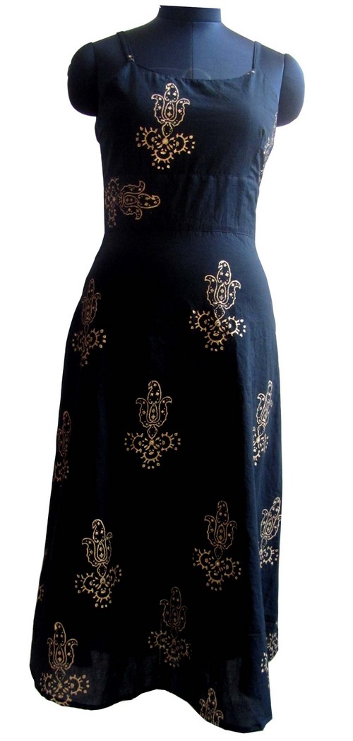 Black Hand Block Printed Dress