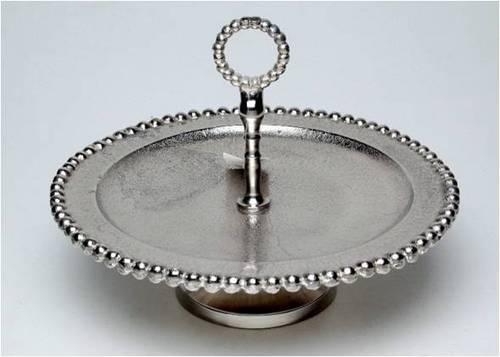 Cake Stand - 250 mm Diameter, 150 mm Height | Durable Aluminum, Nickel Plated Finish, Elegant Design, Easy to Clean, Ideal for Serving Cakes