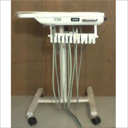 Instrument Trolly - High Grade Steel, Adjustable Height, Large Tray, Four Castors, Three Syringe Holders