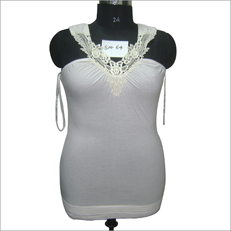 Tunic Tops - Cotton Blend, 26 Inches, Off-White | Stylish Design, Comfortable Fit, Versatile Sleeveless V-Neck