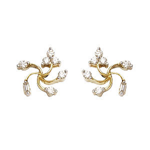 Spiral Star Shaped Diamond Earrings - 0.41ct Diamond, 18k Gold, Screw Back | Elegant Design, Luxury Appeal, Diamond Accents
