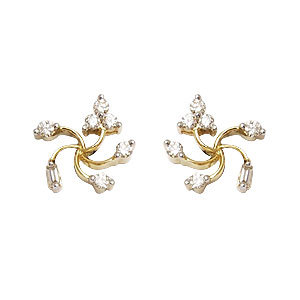 latest design diamond earring, screw back diamond earrings, spiral star shaped diamond earrings