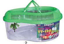 kw Dophin Pet Case TT-320 - Plastic, 10x7x5 Inches, Green | Portable Design, Easy Cleaning, Top Handle, Ample Space
