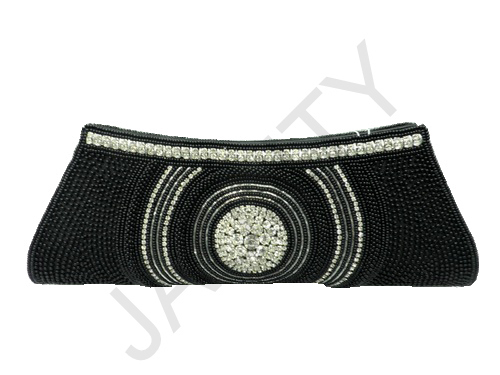 Clutches - Fabric And Beads, Variable Size, Black | Elegant Design, Bead Embellishments, Zari Artwork, Customizable
