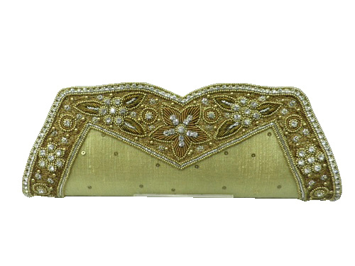 Clutches - Fabric Beads, Variable Size, Beige | Elegant Design, Zari Artwork, Party Wear