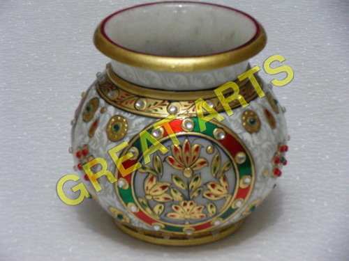 Marble gold painted kalash