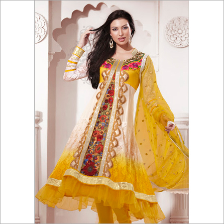 Online Salwar Kameez Shopping - Fabric Anarkali, Yellow, Varied Sizes | Embroidery, Easy Browsing, Secure Payment, Wide Selection, Customer Support