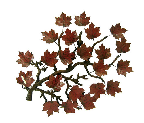 Wall Product - Metal, 24x18 Inches, Brown | Durable Material, Easy Install, Elegant Design, Leaf Design, Interior Wall Decor