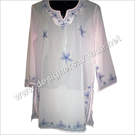 Plain color Polyester kaftan with embroidery