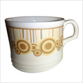 Glass Tea Cup - Ceramic, 8x7x6 Cm, Off-white | Durable, Heat Resistant, Microwave & Dishwasher Safe, Patterned Design