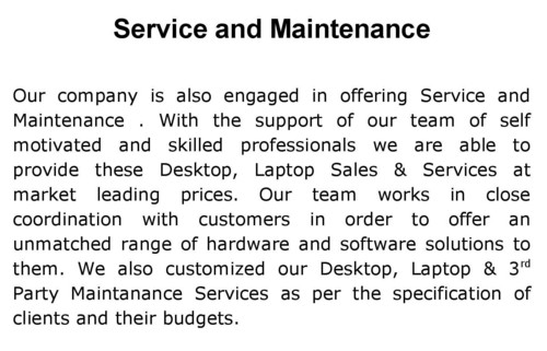 Service & Maintenance