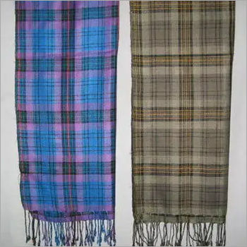 VISCOSE AND COTTON CHECK STOLES