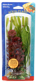 PENN PLAX 3PKGRNPLNTS-AMB/LACE/VAL-SM/M - Plastic Small/Medium Aquarium Plants, Realistic Look, Durable, Value Pack