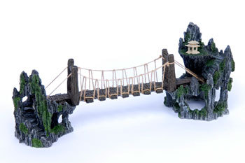 PENN PLAX TROLL BRIDGE - Resin, 13 Inches, Gray | Unique Design, Durable Material, Easy to Clean, Enhances Aquarium Visual Appeal