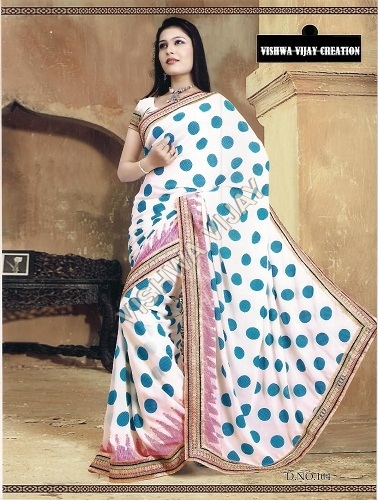 Chiffone Less Border & Print Sarees