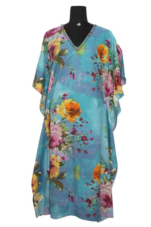 Long Printed Kaftan Dress for Ladies
