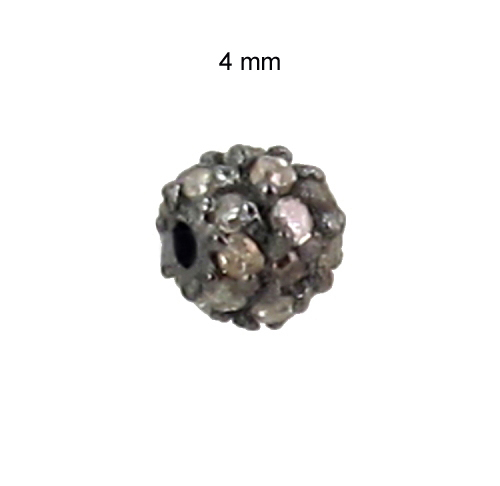 92.5 Sterling Silver 4 MM Diamond Bead