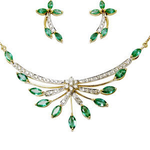 designs tanmaniya, gold necklace set studded with gemstones, marquise, pave setting necklace set