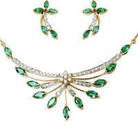 designs tanmaniya, gold necklace set studded with gemstones, marquise, pave setting necklace set