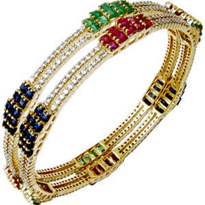 Newest Design Diamond Multi Gemstone Bangles