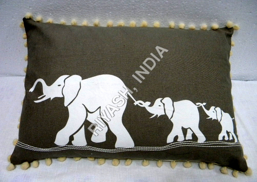 Elephant Printed Cotton Cushion Cover