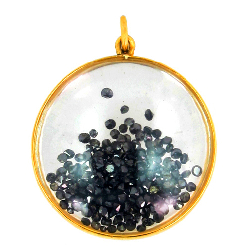 Loose Black Diamond Gold Crystal Shaker Pendant