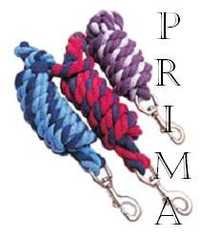 Horse Cotton Lead Rope - 2-ply Cotton, 2m/8m Lengths, Available In Multiple 2-tone Colors | Durable, Easy Handling, Soft Grip, Brass Snap