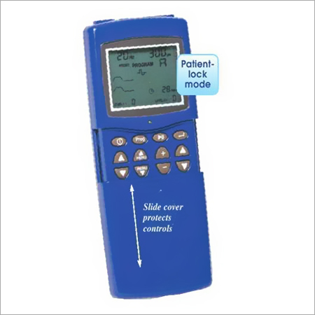 Muscle Stimulator - Plastic, Blue, Handheld, Battery Powered, LCD Display | Patient-Lock Mode, Slide Cover, Therapeutic Application