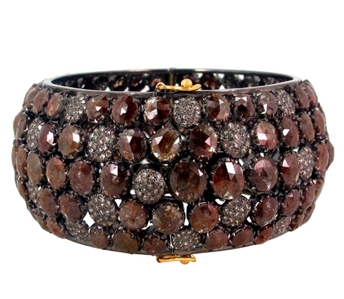 18k Gold Ice Diamond Silver Cuff Bangle Jewelry