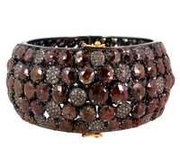 18k Gold Ice Diamond Silver Cuff Bangle Jewelry