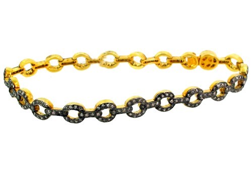 14k Gold Diamond Link Chain Bracelet