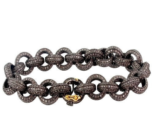 Precious Pave Diamond Gold Link Bracelet