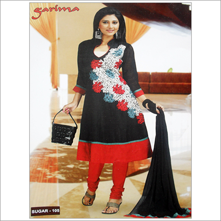 Suit Salwar - Soft Silk, 48 Inches, Black | Floral Embroidery, Elegant Design, Comfortable Fit, Stylish Look, Durable Material, Perfect Stitching, Trendy Anarkali Style
