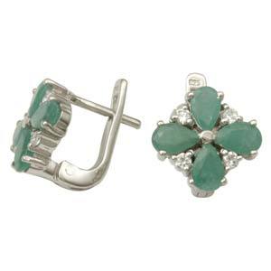 925 Sterling Silver Earring Stud For Girls Emeral Gender: Women