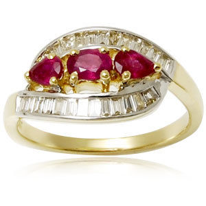 14K White Gold Diamond And Ruby Ring, Womens Engagement Jewelry Ring, Blood Ruby Diamond Gold Ring Gender: Women'S