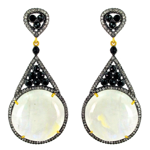 Designer Diamond Pave Gemstone Earrings