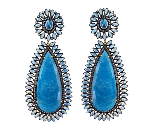 Aquamarine Gemstone Diamond Drop Dangle Earrings - 14k Gold, Sterling Silver, 38.1g, Blue Stones, 2.32 Ct Diamonds, Elegant Design
