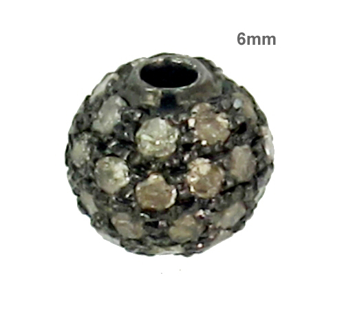 6 MM Round Pave Diamond Bead