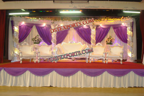 Muslim Wedding Crystal Stage Set - Wood, Crystal, White, Variable Dimensions | Elegant Design, Royal Look, Durable Material, Easy Assembly