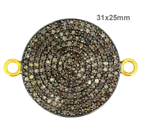 Pave Diamond Gold Round Connector Finding 