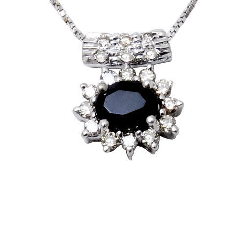 Blue Sapphire And Diamonds Pendant Necklace, Micro Pave Design, Gents And Ladies Pendant Gender: Women'S