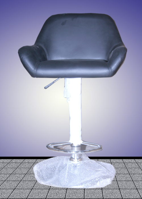 Bar Stool - Leather & Steel, 75-95cm, Black | Adjustable Height, Comfortable Seating, Stylish Durable Frame