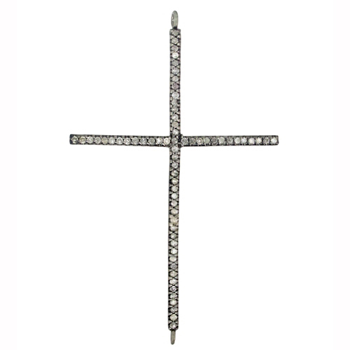 Holy Cross Diamond Silver Pendant
