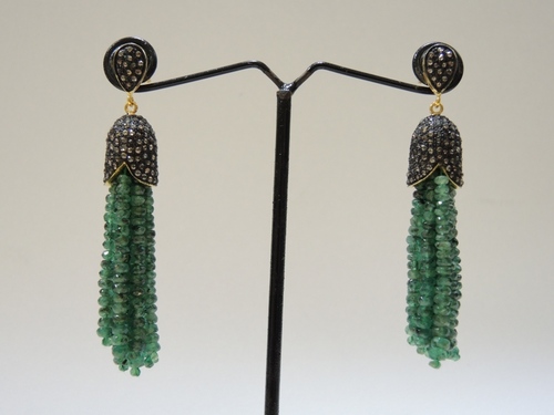 Emerald Tassel Earring