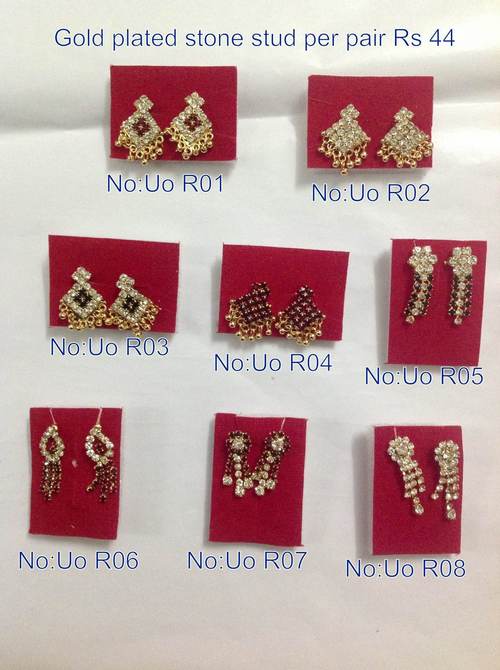 Gold Plated Stone Stud