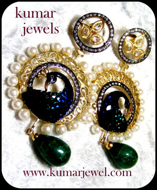 DESIGNER PEACOCK EARRINGS.