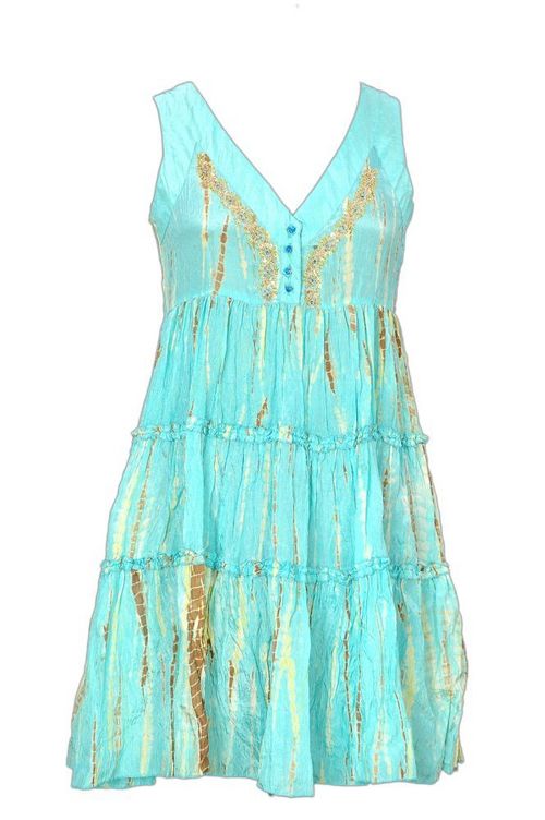 Sleeveless Designer Silk Dress for Ladies