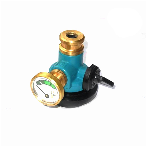 Gas Safe - Brass, 50x50x75 mm, Teal | Gas Regulator, Gas Control, Pressure Gauge, Leak Prevention, Easy Installation