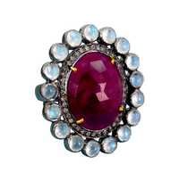 Precious Ruby Gemstone Gold Ring 